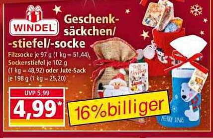 WIndel Geschenk- und Säckchen - Stiefel - Socken