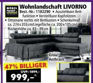 Wohnlandschaft LIVORNO mit ausziehbarer Bettfunktion