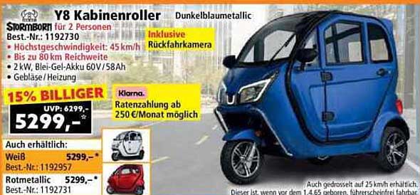 Y8 Kabinenroller für 2 Personen – Dunkelblaumetallic