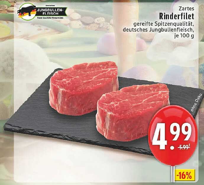 Zartes Rinderfilet - gereifte Spitzenqualität, deutsches Jungbullenfleisch, je 100 g