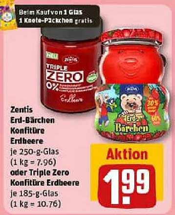 Zentis Erd-Bärchen Konfitüre Erdbeere & Triple Zero Konfitüre Erdbeere – Aktion