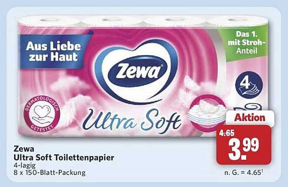 Zewa Ultra Soft Toilettenpapier 4-lagig 8 x 150-Blatt-Packung