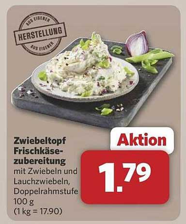 Zwiebeltopf Frischkäsezubereitung mit Zwiebeln und Lauchzwiebeln, Doppelrahmstufe
