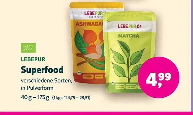 LEBEPUR Superfood verschiedene Sorten, in Pulverform