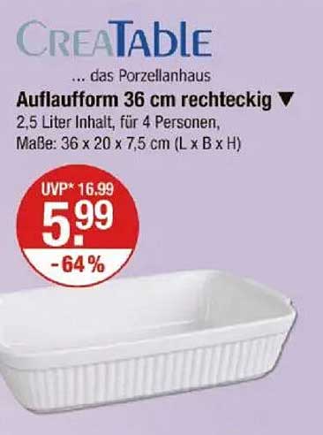 CREATable Auflaufform 36 cm rechteckig