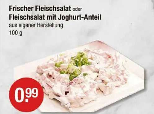 Frischer Fleischsalat oder Fleischsalat mit Joghurt-Anteil aus eigener Herstellung 100 g