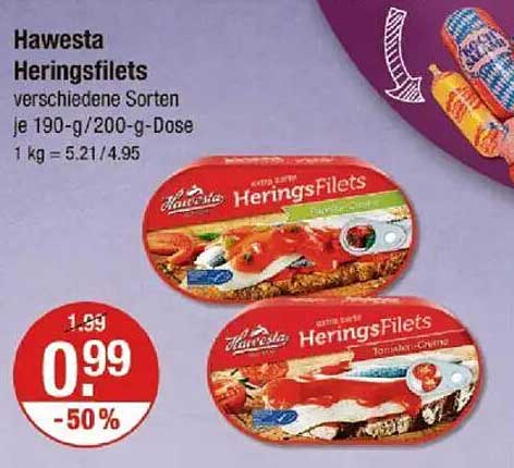 Hawesta Heringsfilets verschiedene Sorten je 190-g/200-g-Dose