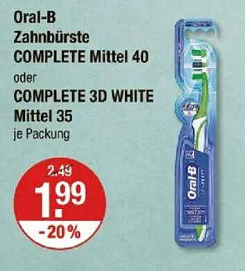 Oral-B Zahnbürste COMPLETE Mittel 40 oder COMPLETE 3D WHITE Mittel 35