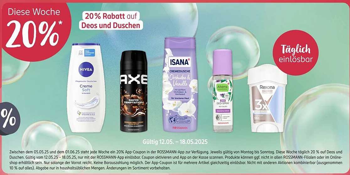 20% Rabatt auf Deos und Duschgele bei Rossmann