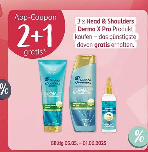 2+1 gratis auf Head & Shoulders Derma X Pro Produkte