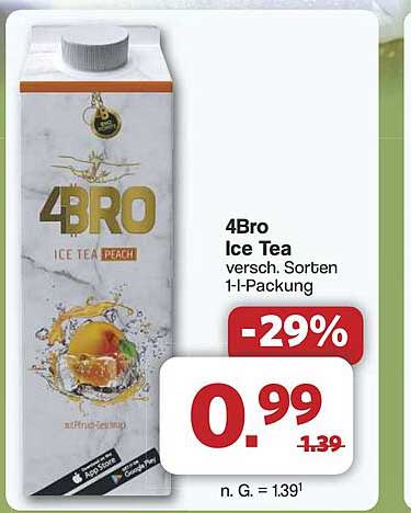 4Bro Ice Tea – verschiedene Sorten 1l-Packung