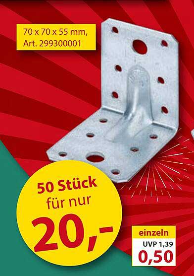 50 Stück Metallwinkel 70 x 70 x 55 mm für nur 20,-