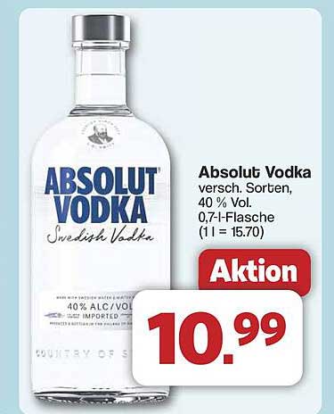 Absolut Vodka, verschiedene Sorten, 40 % Vol, 0,7 l-Flasche