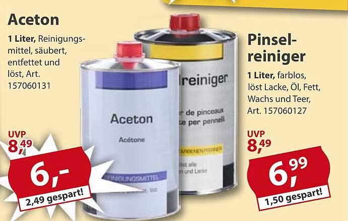 Aceton und Pinselreiniger - Reinigungsspezialisten für jede Anwendung