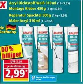 Acryl Dichtstoff Weiß 310 ml zu einem unglaublichen Preis von nur 2,99 €