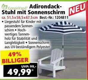 Adirondack-Stuhl mit Sonnenschirm
