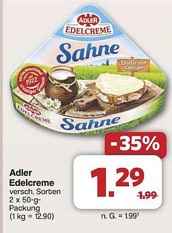 Adler Edelcreme versch. Sorten 2 x 50-g-Packung