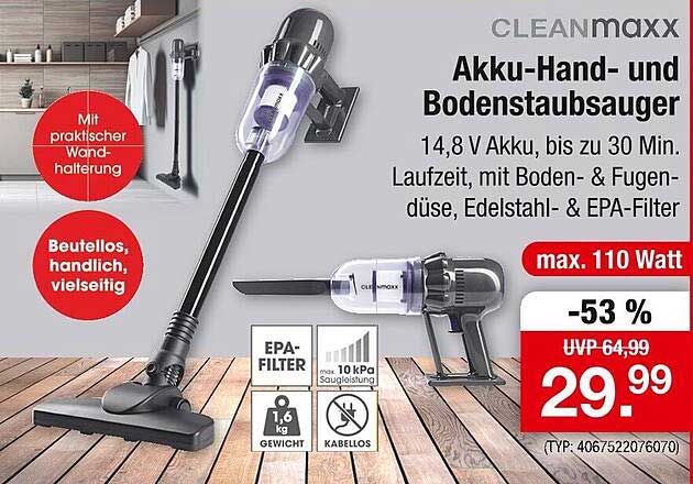 Akku-Hand- und Bodenstaubsauger