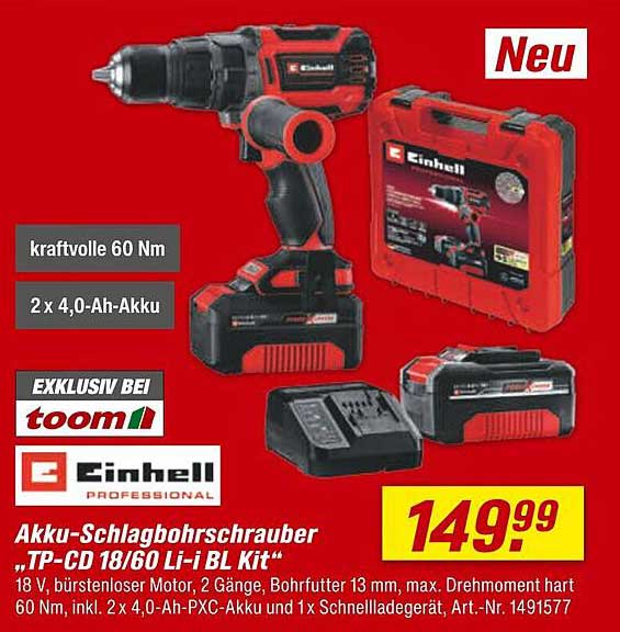 Akku-Schlagbohrschrauber „TP-CD 18/60 Li-i BL Kit“