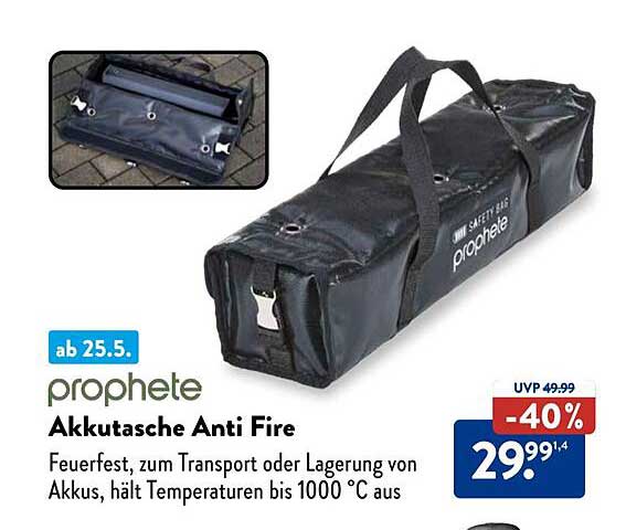 Akku-Transporttasche Anti Fire von Prophete