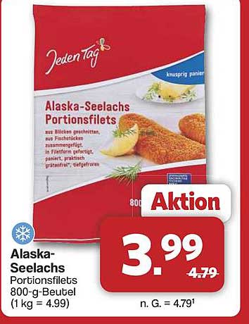 Alaska-Seelachs Portionsfilets 800-g-Beutel
