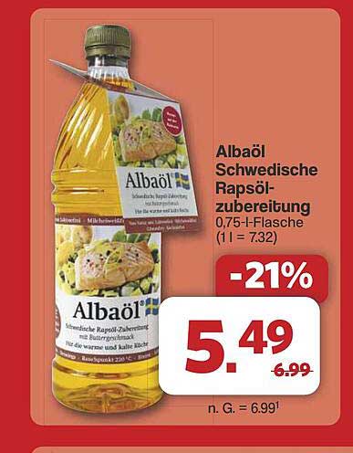 Albaöl Schwedische Rapsöl-Zubereitung 0,75-l-Flasche