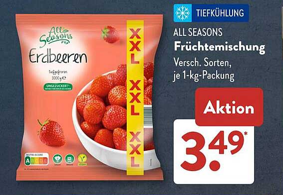 ALL SEASONS Fruchtmischung Erdbeeren, 1-kg-Packung