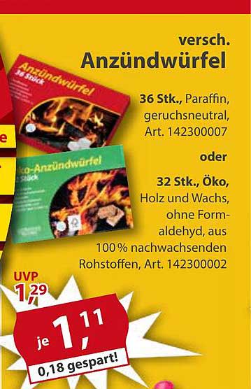 Anzündwürfel 36 Stück oder 32 Stück Öko