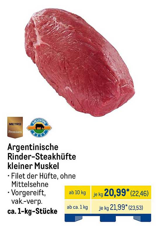 Argentinische Rinder-Steakhüfte kleiner Muskel