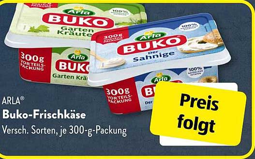 Arla Buko-Frischkäse in verschiedenen Sorten, je 300-g-Packung