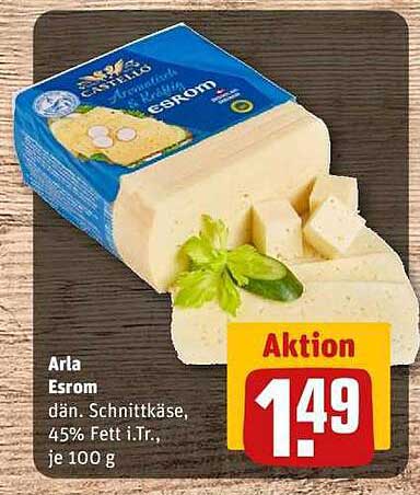 Arla Esrom dän. Schnittkäse, 45% Fett i.Tr., je 100 g
