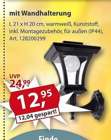 Außenwandleuchte mit Wandhalterung, warmweiß
