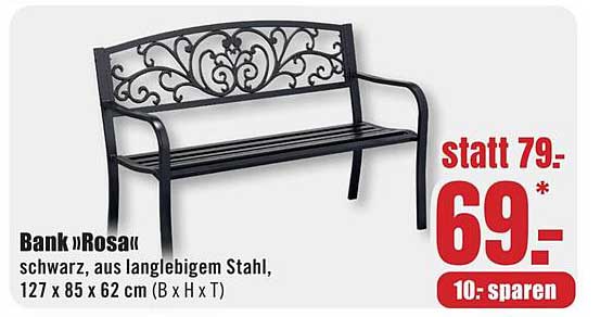 Bank »Rosal« schwarz, aus langlebigem Stahl, 127 x 85 x 62 cm (B x H x T)