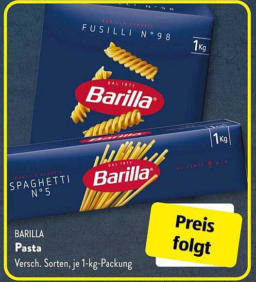 Barilla Pasta - Fusilli N°98 und Spaghetti N°5, je 1-kg-Packung