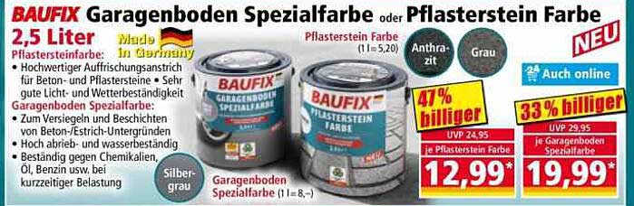 BAUFIX Garagenboden Spezialfarbe oder Pflasterstein Farbe 2,5 Liter