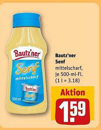 Baut'zner Senf mittelscharf, je 500-ml-Fl.