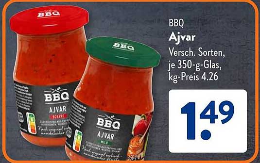 BBQ Ajvar, Verschiedene Sorten, je 350-g-Glas
