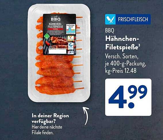 BBQ Hähnchen-Filetspieße 400 g