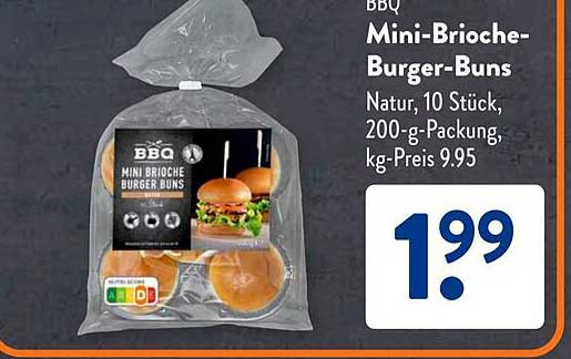 BBQ Mini-Brioche-Burger-Buns, 10 Stück, 200-g-Packung