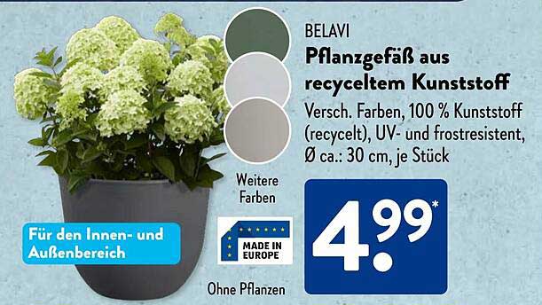 BELAVI Pflanzgefäß aus recyceltem Kunststoff
