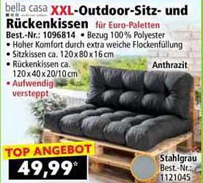 bella casa XXL-Outdoor-Sitz- und Rückenkissen für Euro-Paletten