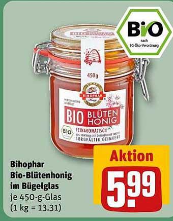 Bihophar Bio-Blütenhonig im Bügelglas