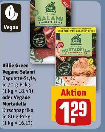 Billie Green Vegane Salami oder Vegane Mortadella