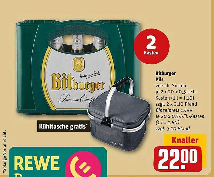Bitburger Pils - 2 Kästen für 22,00 Euro