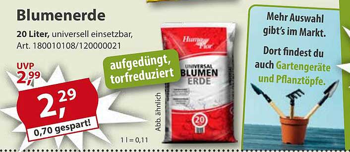 Blumenerde 20 Liter, universell einsetzbar