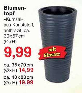 Blumentopf »Kumsal«, aus Kunststoff, anthrazit, ca. 30x57 cm (ØxH)