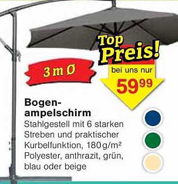 Bogen-Ampelschirm mit 3m Ø zum Top Preis von 59,99 €