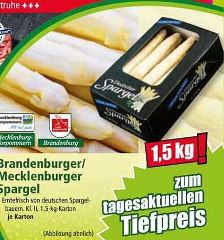 Brandenburger/Mecklenburger Spargel 1,5 kg zum tagesaktuellen Tiefpreis