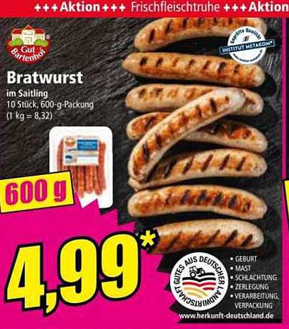 Bratwurst im Saitling - 600 g Packung, 10 Stück