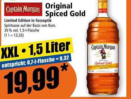 Captain Morgan Original Spiced Gold 1,5 Liter - Limited Edition